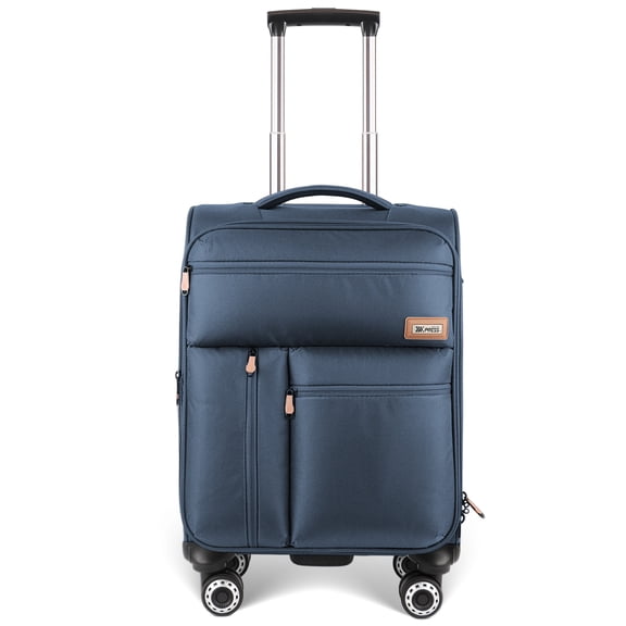 New York Xpress 20" Softside Carry-On Luggage Lightweight Expandable Spinner Suitcase,Navy - XJ1901