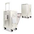 thumbnail image 1 of New York Xpress 20" Zipperless Carry-on Luggage, Hardside Aluminum Frame Suitcase with Spinner Wheels, TSA Approved, White - LA266, 1 of 11