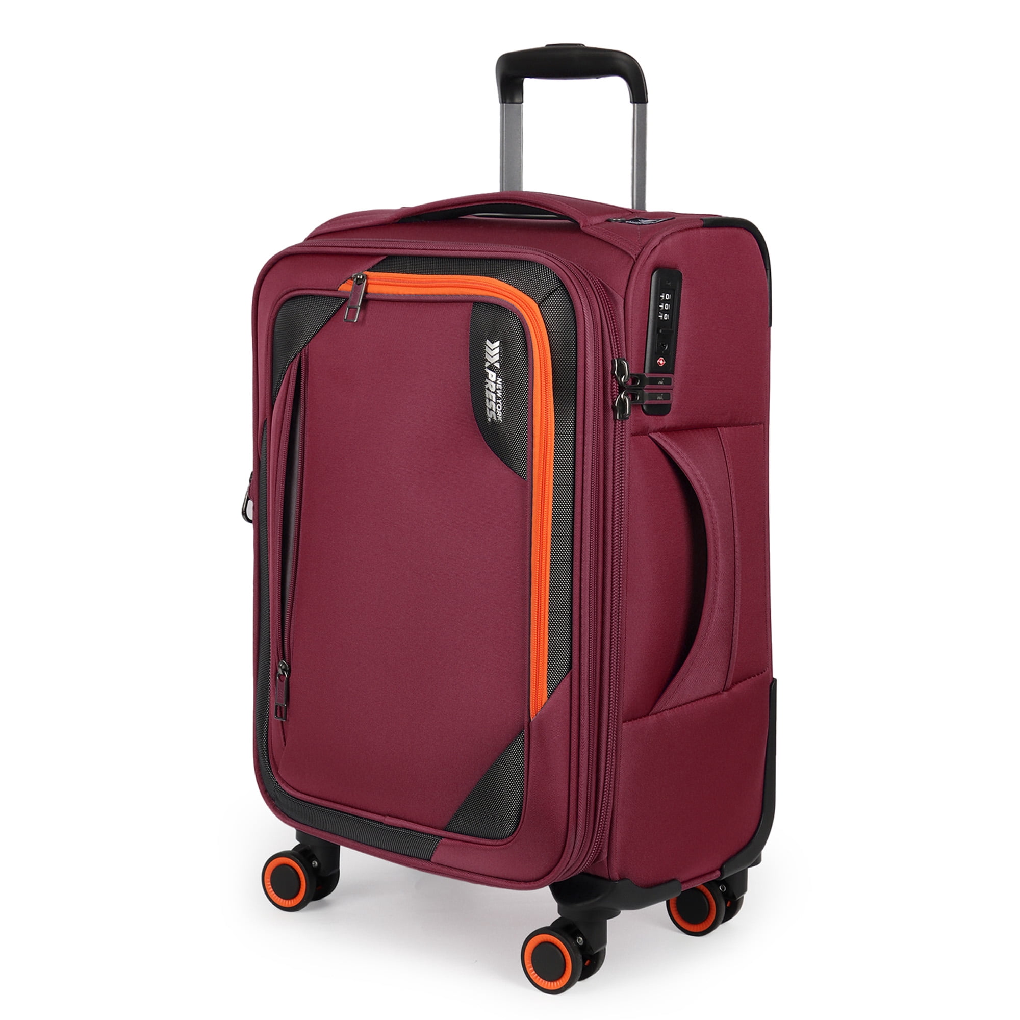 New York Xpress 22" Softside Carry-on Luggage, Expandable Suitcase with Spinner Wheels, TSA-Approved, Burgundy , WD8818