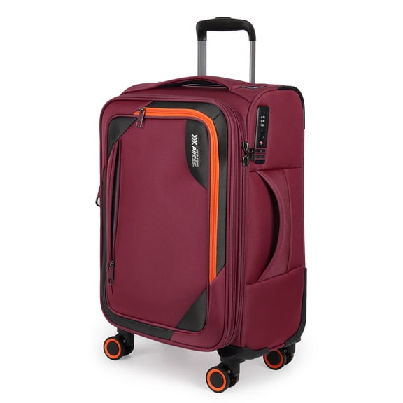 New York Xpress 22" Carry on Luggage for Airplane, Softside Expandable Spinner Suitcase with TSA Lock, Burgundy - WD8818