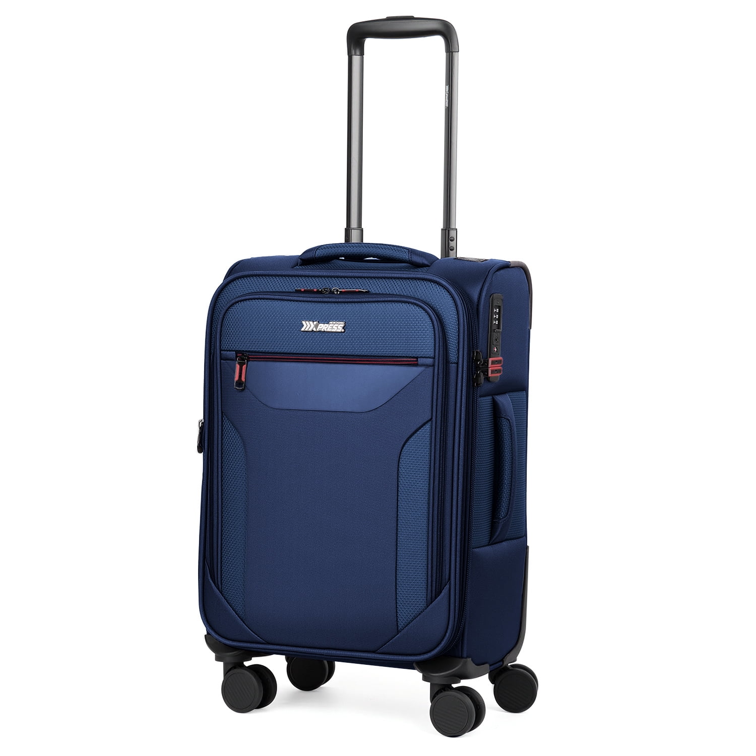 New York Xpress 22" Softside Expandable Carry-on Spinner Luggage with TSA Lock and Laptop Pocket, Navy - WD8817