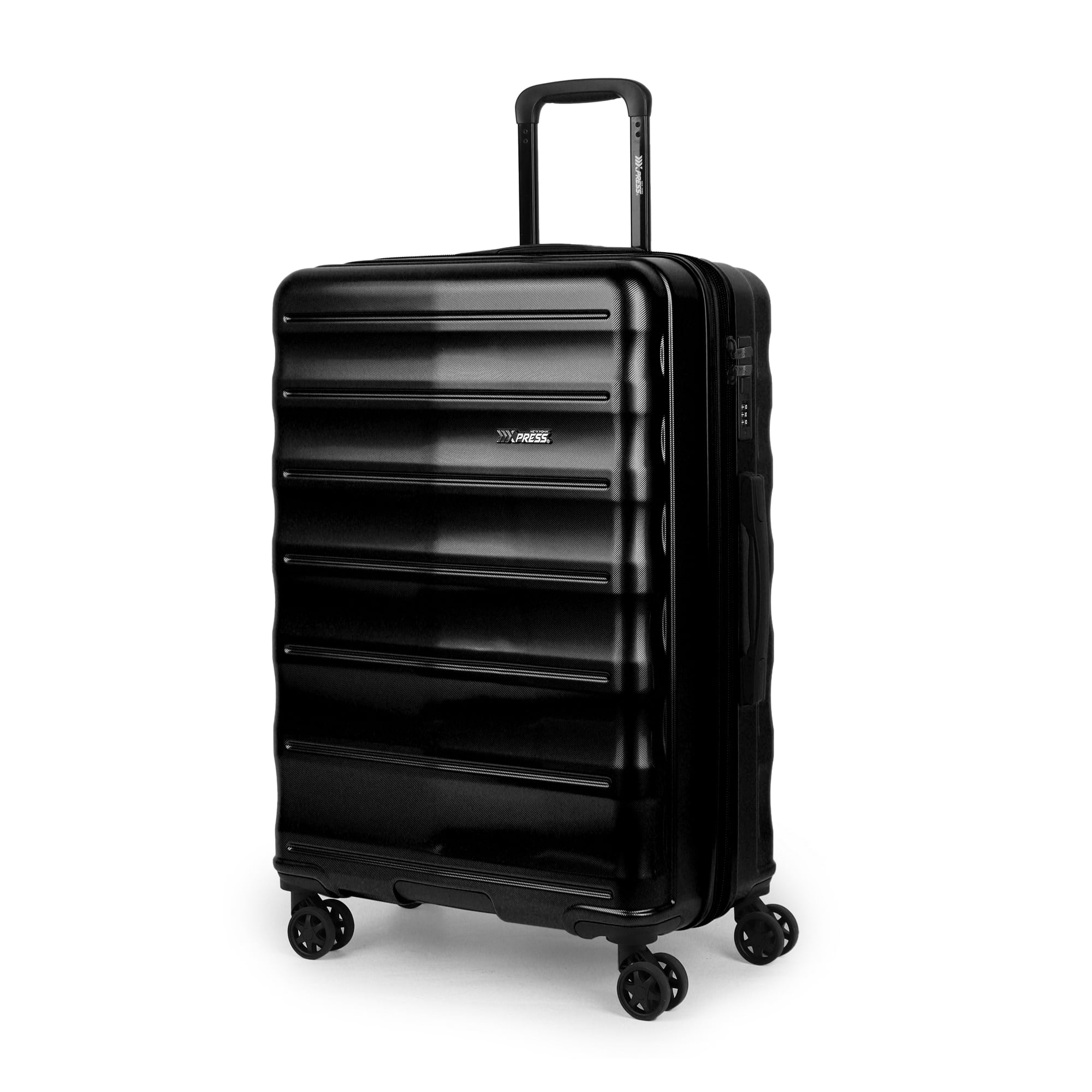 New York Xpress 25" Hardside Medium Checked Expandable Spinner Luggage with TSA Lock, Black - La13801