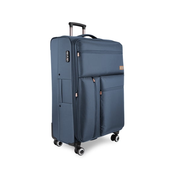 New York Xpress 26" Softside Medium Checked Lightweight Expandable Spinner Suitcase with TSA Lock,Navy - XJ1901