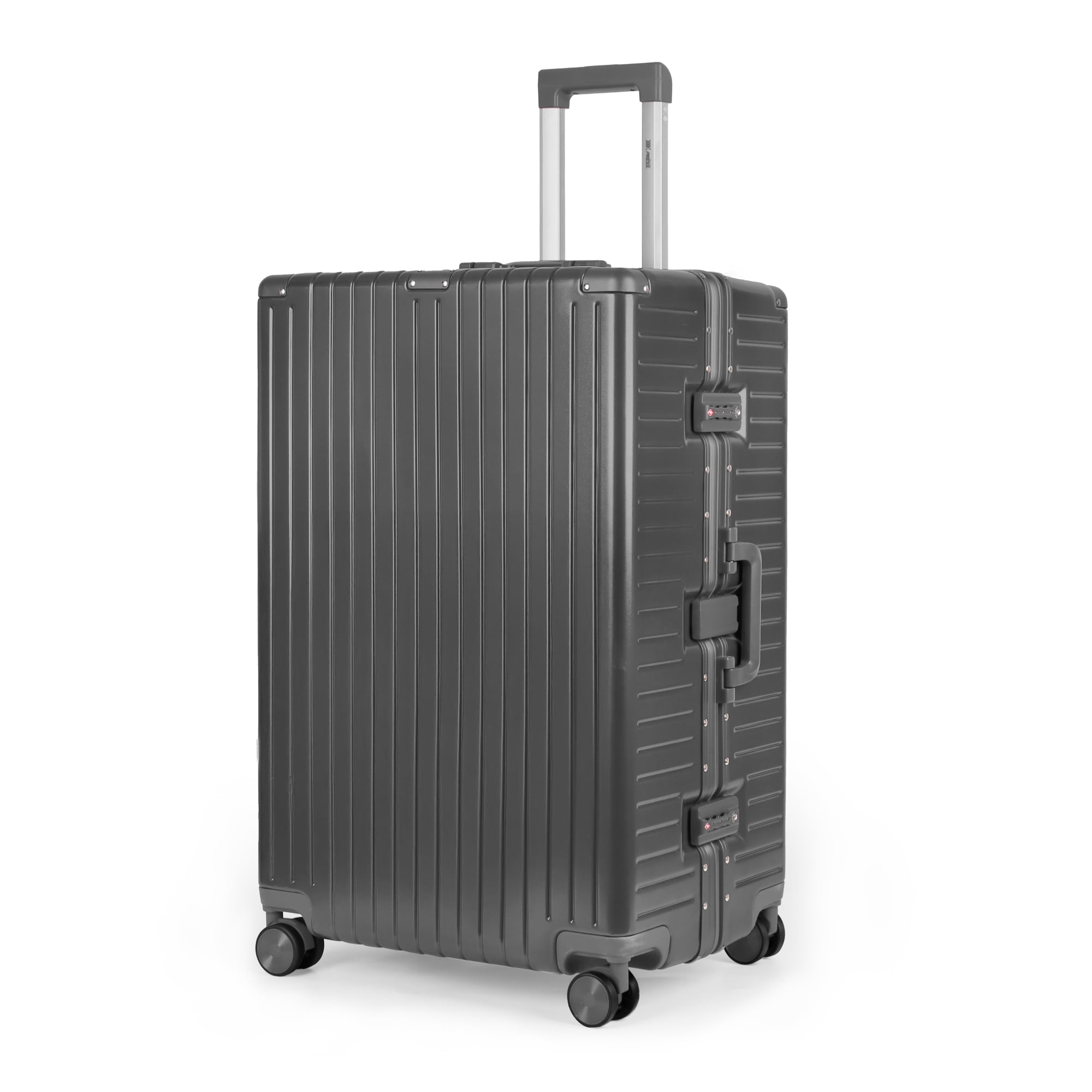 New York Xpress 28" Hardside Checked Luggage Aluminium Frame Zipperless Luggage with Spinner Wheels Double TSA Lock, Gray, AL12501