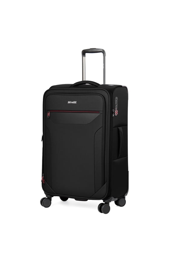 28" Softside Expandable Checked Luggage, Lightweight Spinner Suitcase with TSA Lock, Black - WD8817