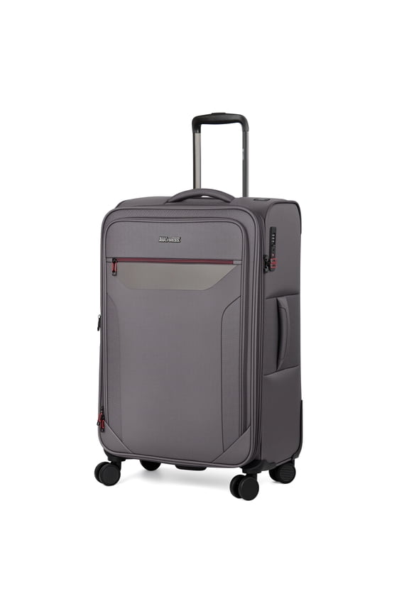28" Softside Expandable Checked Luggage, Lightweight Spinner Suitcase with TSA Lock, Grey - WD8817