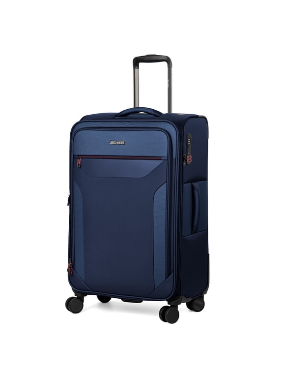 28" Softside Expandable Checked Luggage, Lightweight Spinner Suitcase with TSA Lock, Navy - WD8817