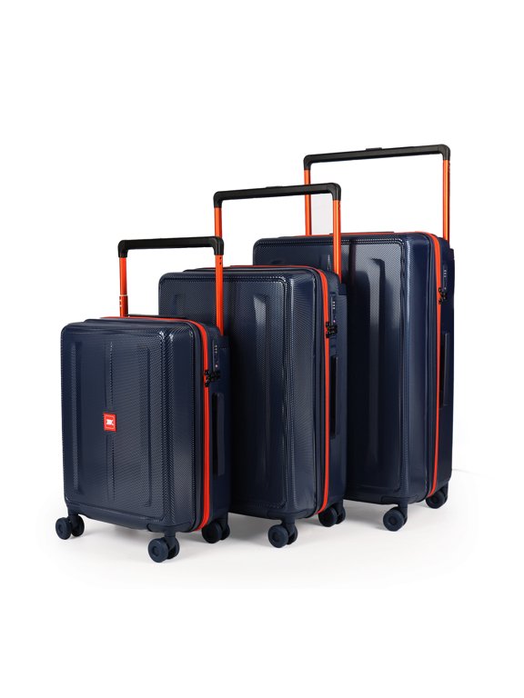 3-Piece Expandable Hardside Luggage Set with Wide Handles and Silent Spinner Wheels, 20"/26"/30", Navy - LP13803