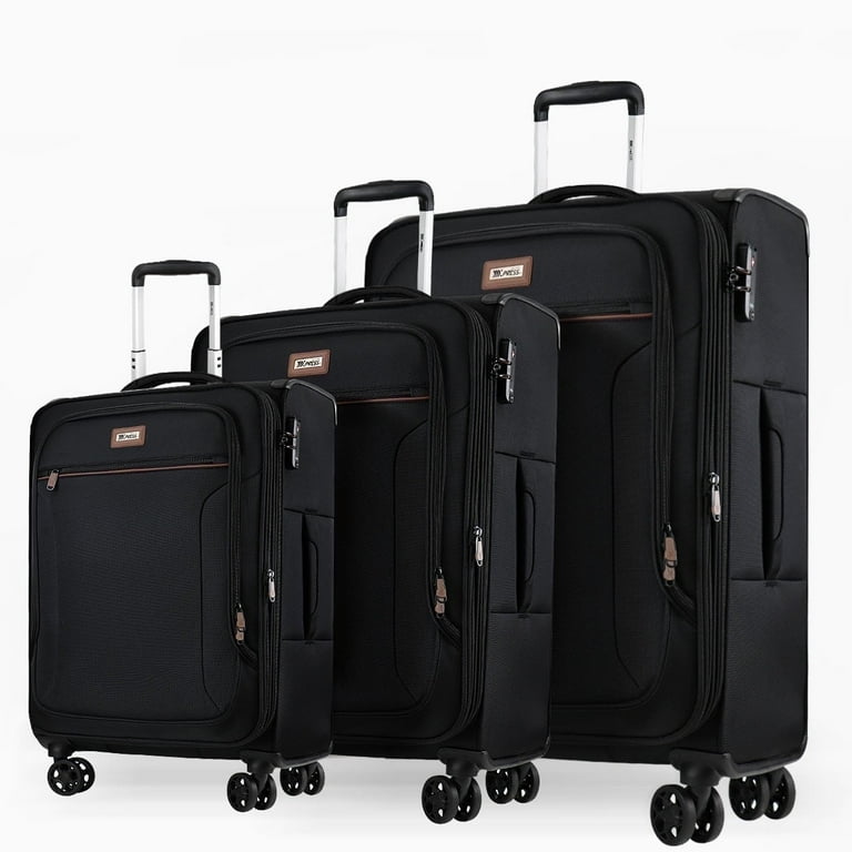 3 Piece Softside Luggage Set, Expandable Soft Shell Spinner