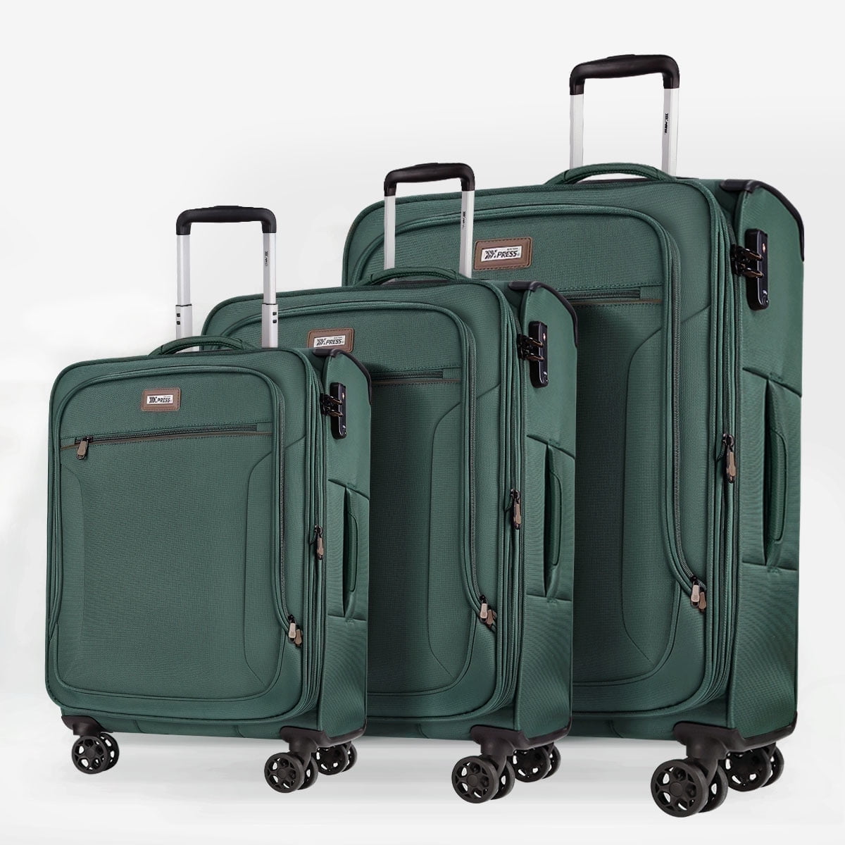 3 Piece Softside Luggage Set, Expandable Soft Shell Spinner