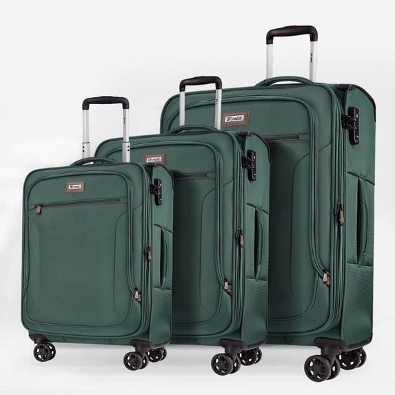 New York Xpress 3 Piece Softside Luggage Set Expandable Suitcase Set with TSA Lock, 20"/26"/28", Grey, Xj1907