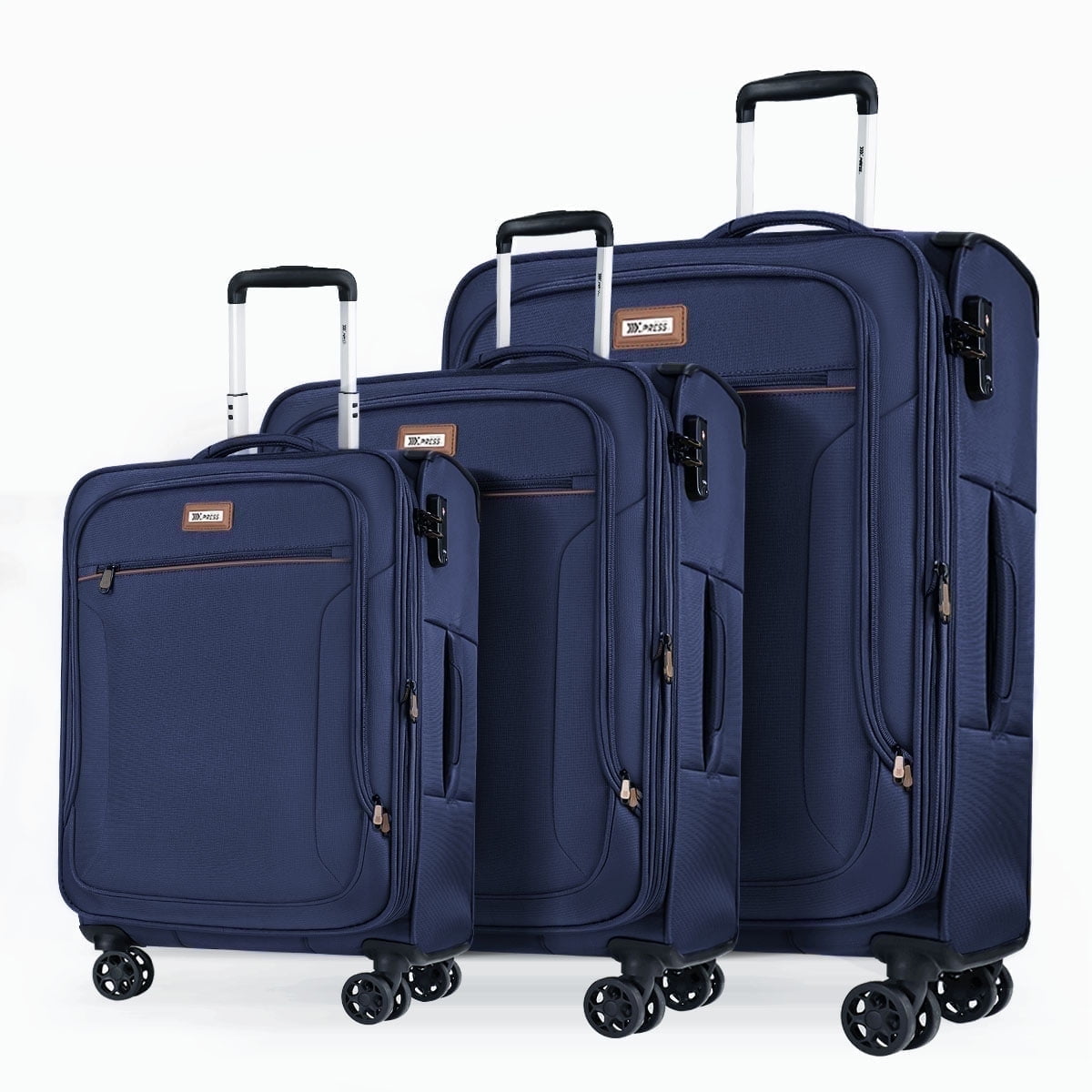 3 Piece Softside Luggage Set, Expandable Soft Shell Spinner