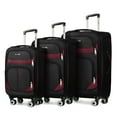thumbnail image 1 of New York Xpress 3 Piece Softside Luggage Set (20"/24"/28") Lightweight Expandable Suitcase with Spinner Wheels, Black/Burgundy, WD8815, 1 of 11