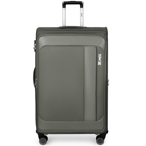 New York Xpress 30" Softside Expandable Luggage Large Checked Suitcase with Spinner Wheels & TSA Lock, Grey - 8809