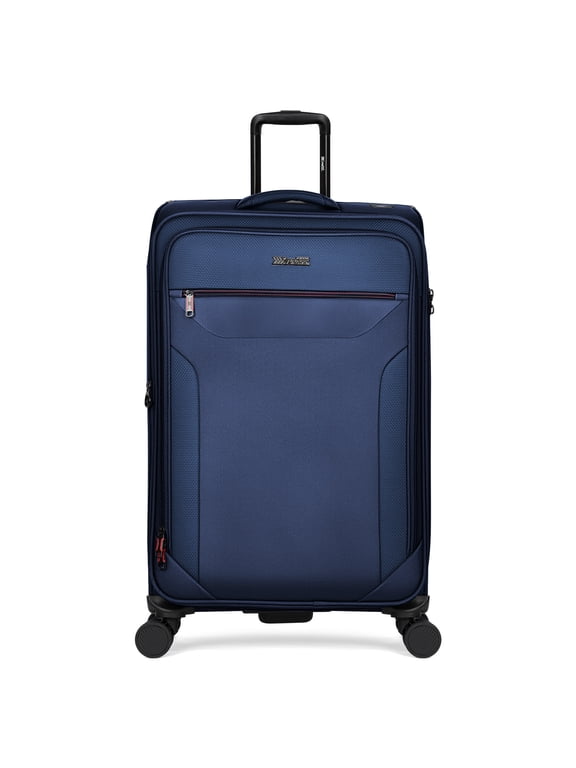 32" Large Softside Expandable Checked Luggage, Lightweight Spinner Suitcase with TSA Lock, Navy - WD8817