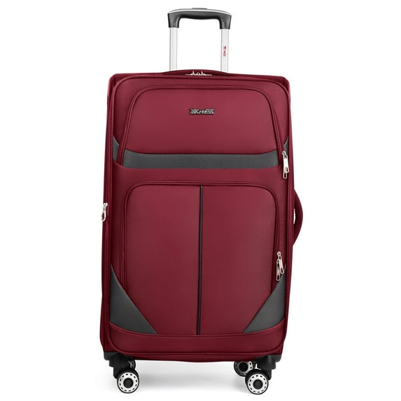 New York Xpress 32" Softside Large Checked Luggage Lightweight Expandable Suitcase with Spinner Wheels, Burgundy/Grey, WD8815