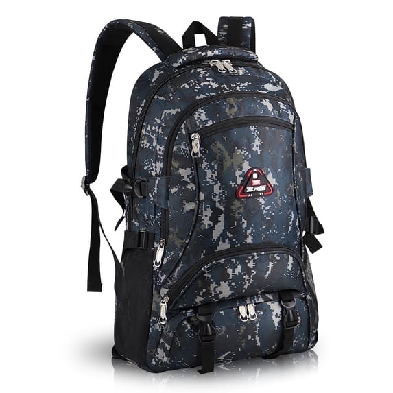 New York Xpress 40L Camo Backpack for Men & Women, Large Capacity Hiking Travel Backpack with Multiple Pockets, BP8023 - Navy