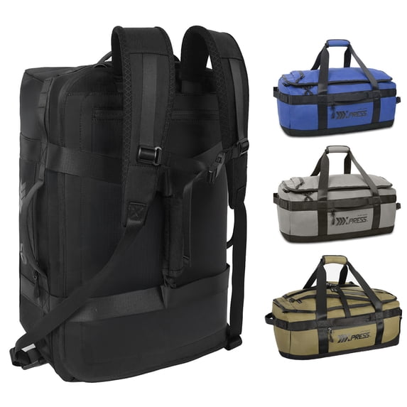 New York Xpress 40L Convertible Duffel Bag,Heavy-Duty Water-Resistant Travel Bag with Backpack Straps, Black - LX737