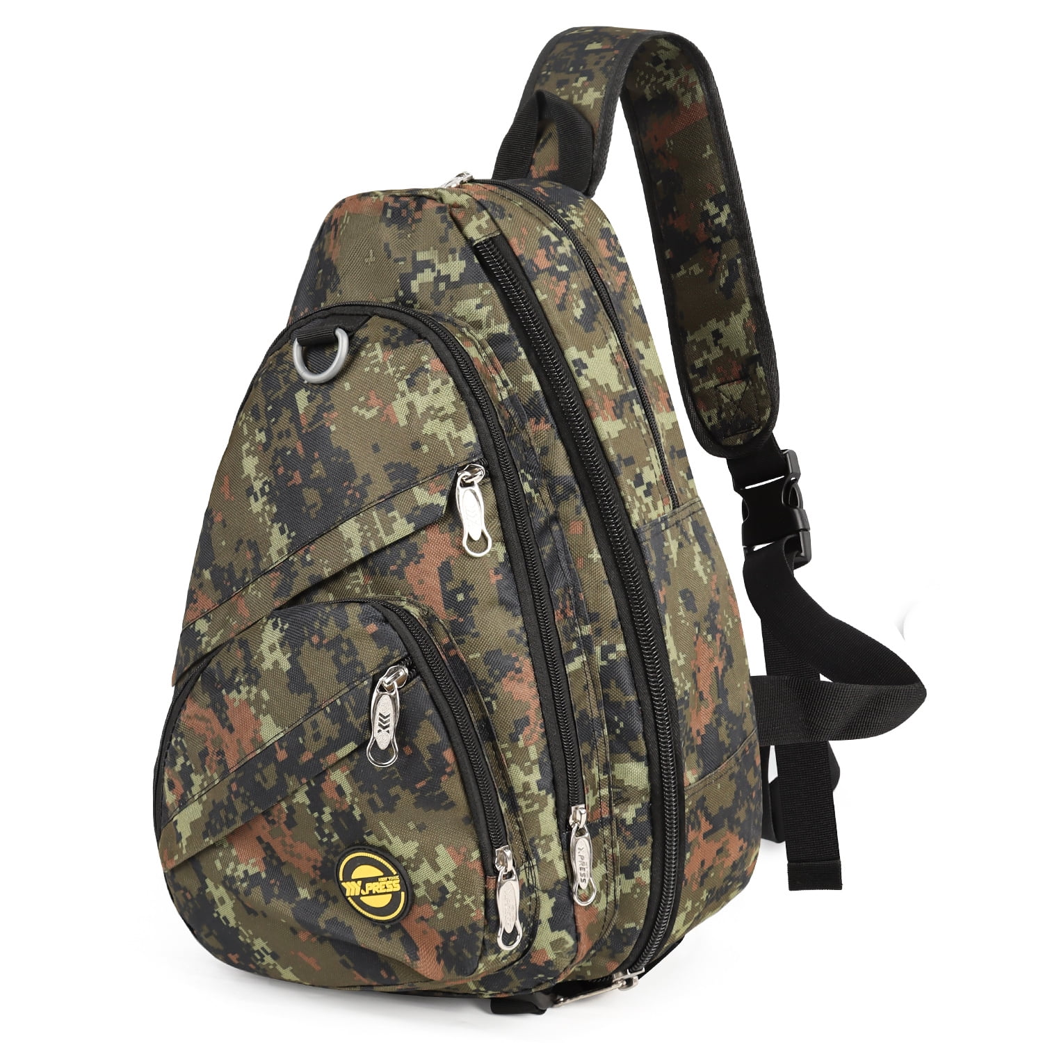 New York Xpress Camo Sling Bag Expandable 14–25L Daypack for Travel Hiking Cycling, ArmyGreen,118