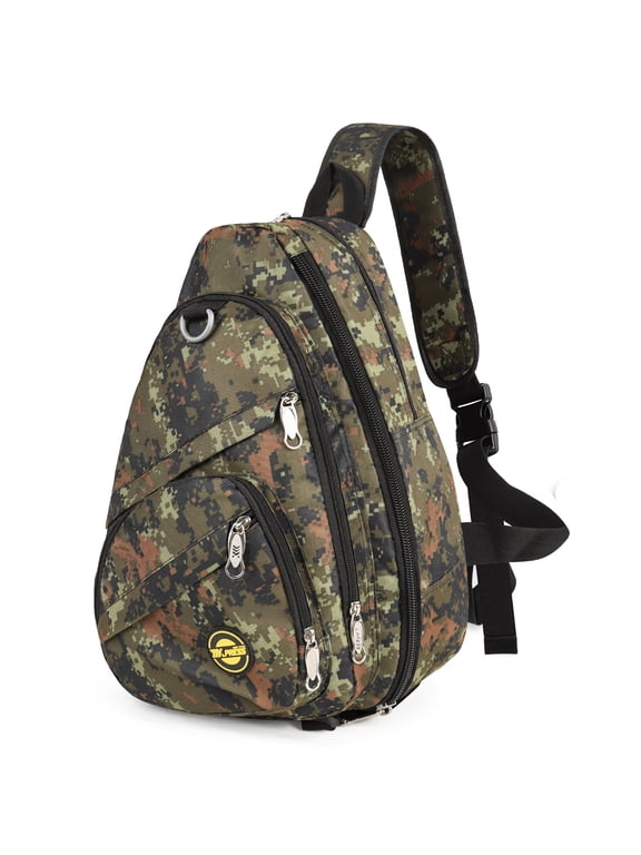 Camo Sling Bag Expandable 14–25L Daypack for Travel Hiking Cycling, ArmyGreen,118
