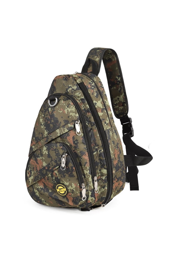 Camo Sling Bag Expandable 14–25L Daypack for Travel Hiking Cycling, ArmyGreen,118