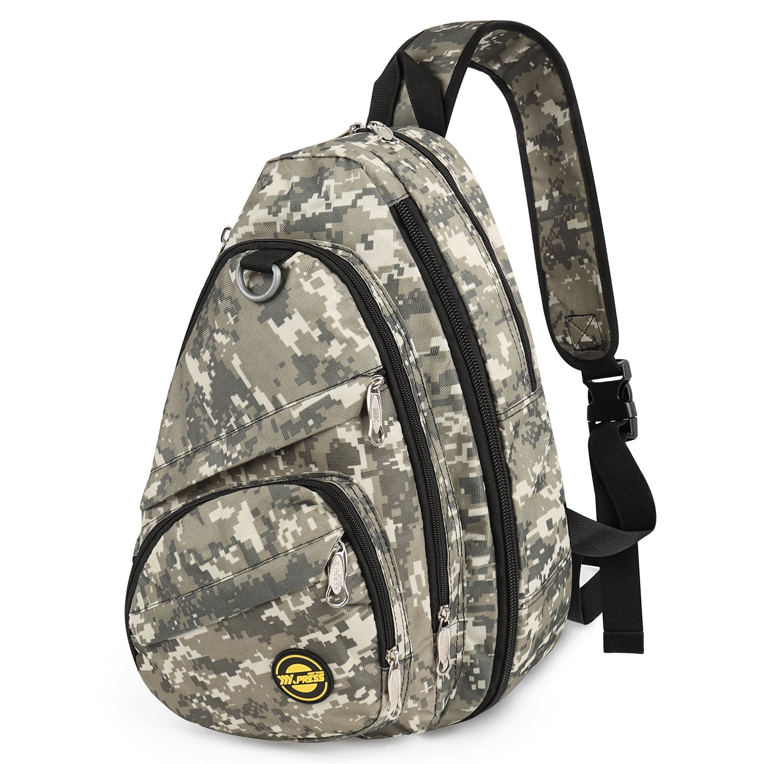 New York Xpress Camo Sling Bag Expandable 14–25L Daypack for Travel Hiking Cycling, Khaki,118