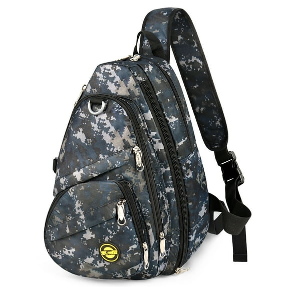 New York Xpress Camo Sling Bag Expandable 14–25L Daypack for Travel Hiking Cycling, Navy,118
