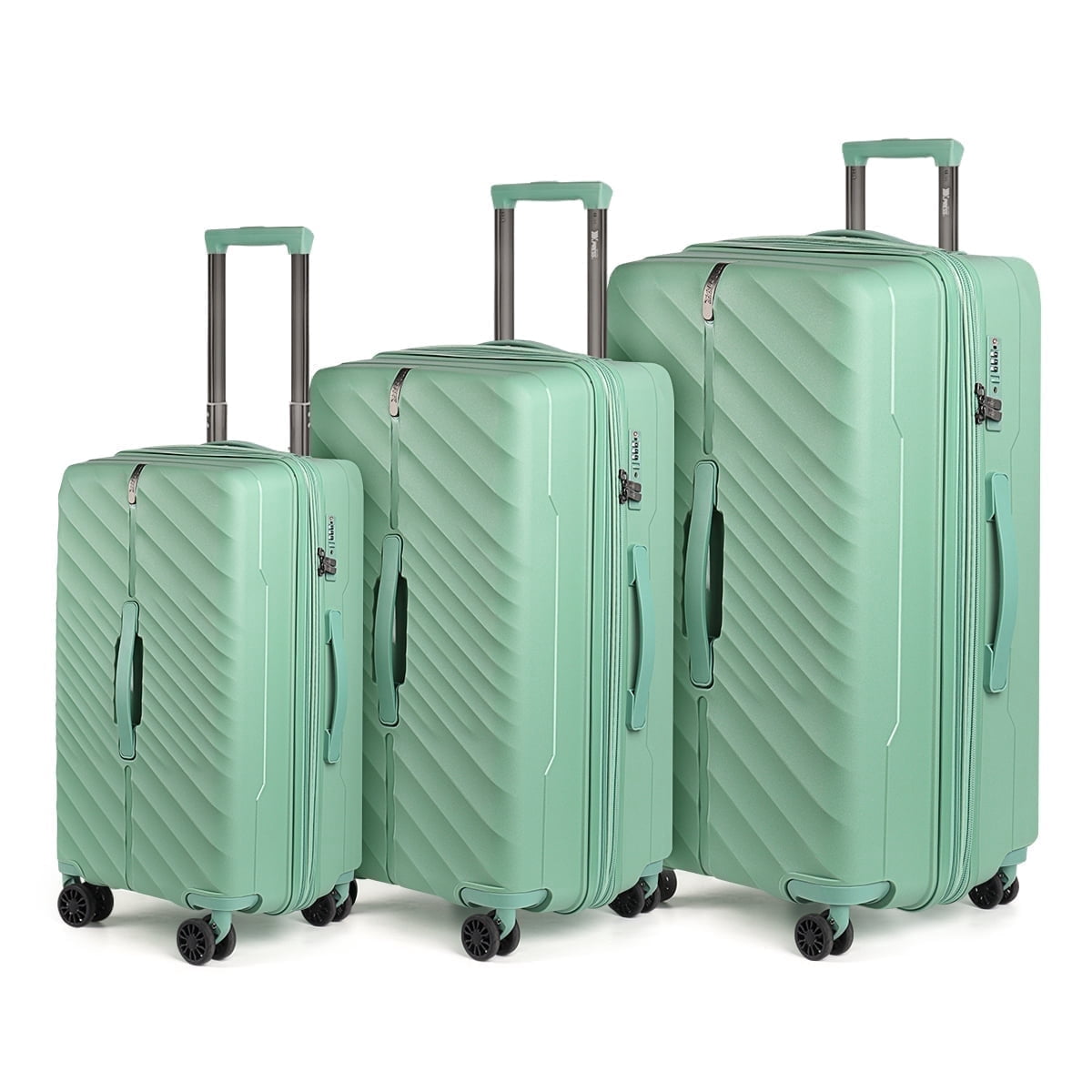 New York Xpress 3-Piece Hardside Luggage Set,20/26/30 Inch Expandable Spinner Suitcases w/TSA Lock, Light Green - DQ135