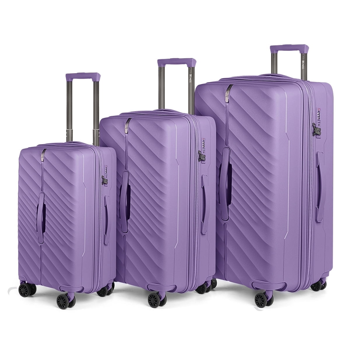 New York Xpress 3-Piece Hardside Luggage Set,20/26/30 Inch Expandable Spinner Suitcases w/TSA Lock, Purple - DQ135