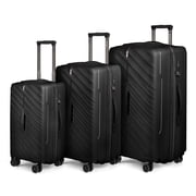 New York Xpress 3-Piece Hardside Luggage Set,20/26/30 Inch Expandable Spinner Suitcases w/TSA Lock, Black - DQ135