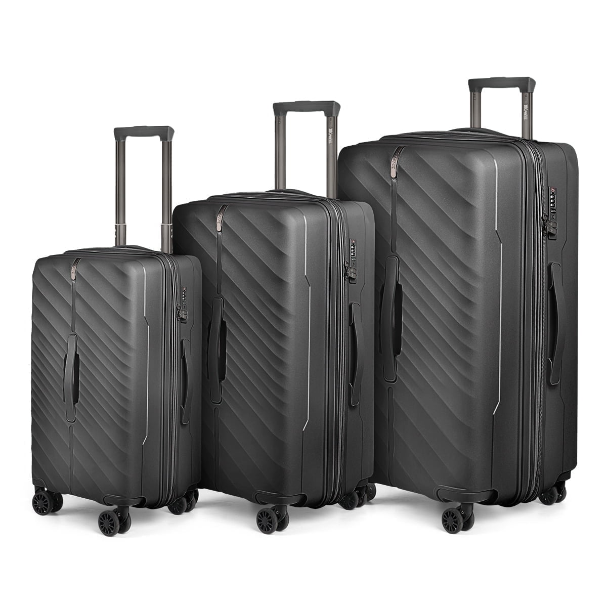 New York Xpress 3-Piece Hardside Luggage Set,20/26/30 Inch Expandable Spinner Suitcases w/TSA Lock, Grey - DQ135