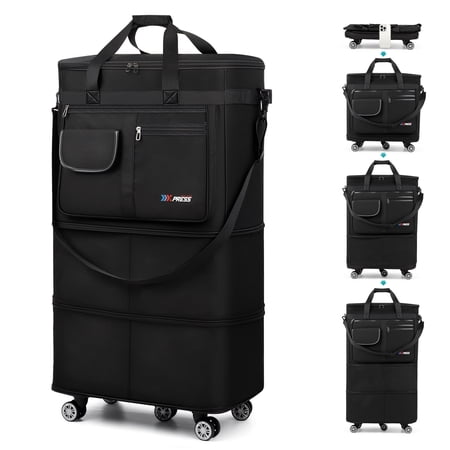 New York Xpress Rolling Duffel Bag Expandable Collapsible Travel Luggage with Removable 360°Spinner Wheels, 36-inch, Sd