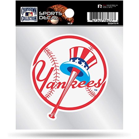 New York Yankees 4x4 Inch Die Cut Decal Sticker, Retro Logo, Clear Backing