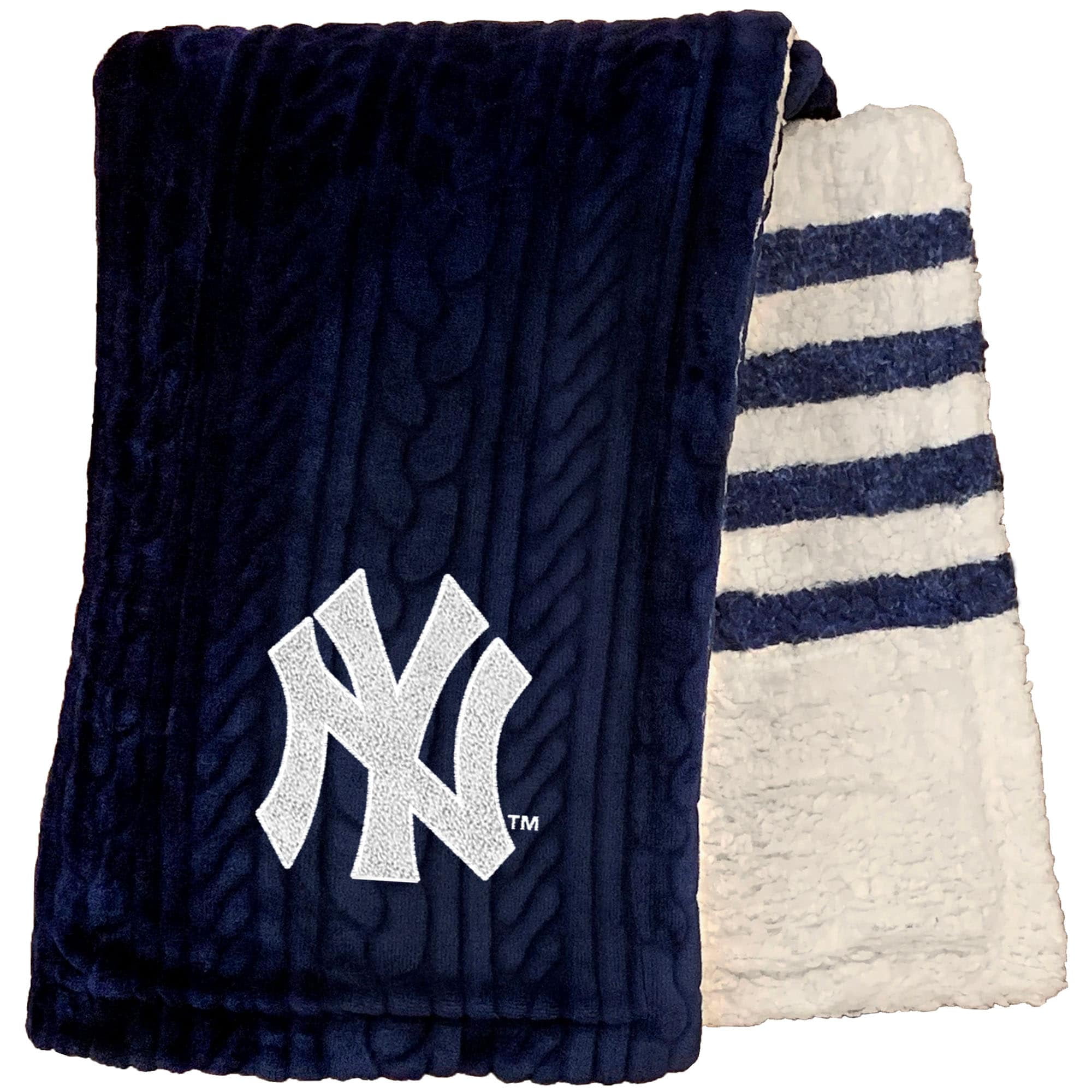 New York Yankees 60 x 70 Embossed Knit Sherpa Stripe Plush Blanket