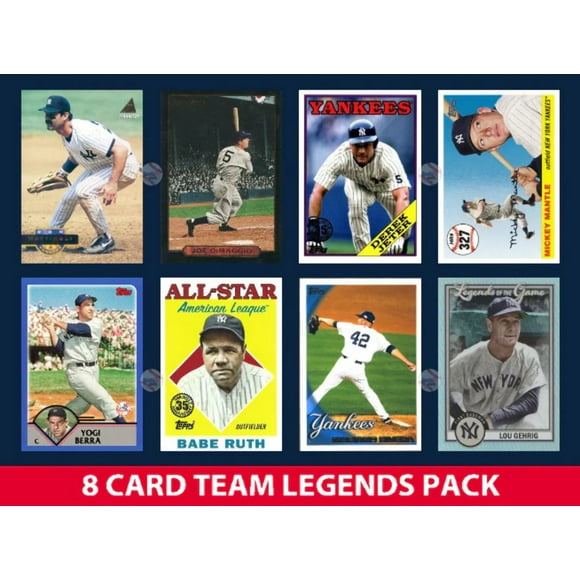 New York Yankees 8 Card Legends Pack Topps Bowman Jeter Mantle Dimaggio