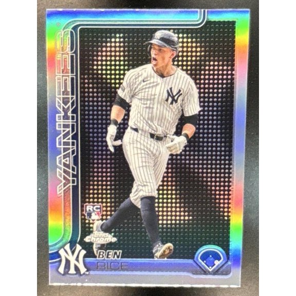 New York Yankees Ben Rice #139 Topps Chrome Base Lightboard Logo Variation Baseball Card New York Yankees MLB Baseball Trading Card