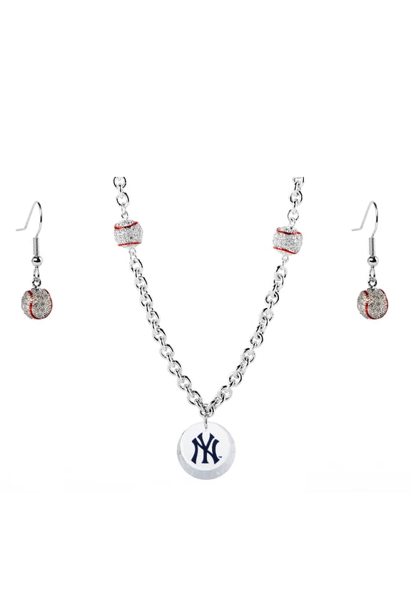 New York Yankees Crystals from Swarovski Baseball Necklace & Earrings