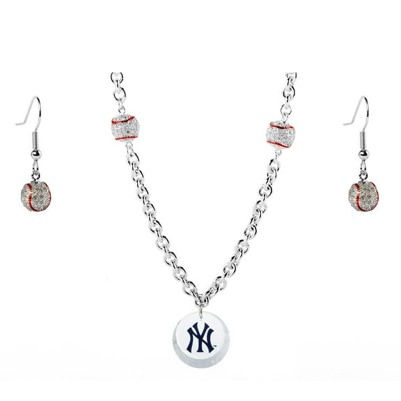 New York Yankees Crystals from Swarovski Baseball Necklace & Earrings