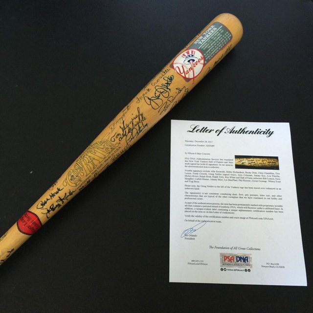 New York Yankees Hall Of Fame Greats Signed Cooperstown Bat 62 Sigs