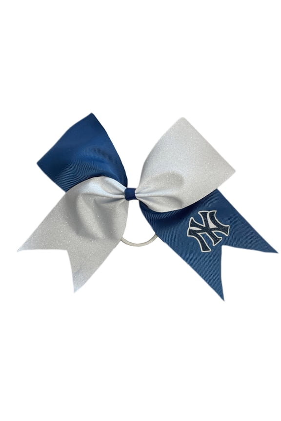 New York Yankees Jumbo Glitter Bow with Ponytail Holder