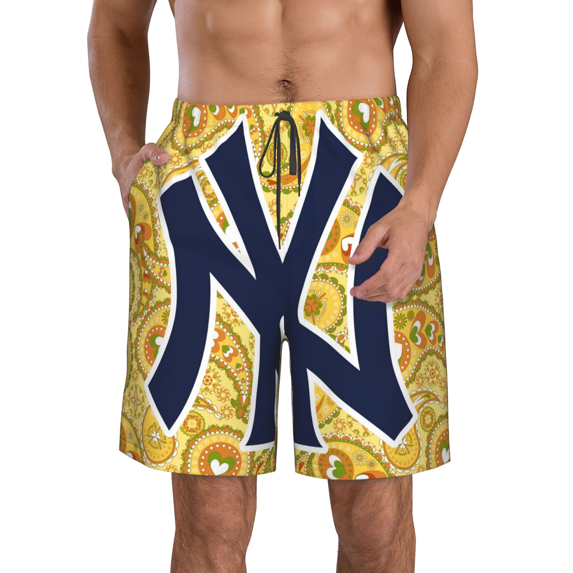 NewYorkYankees Men's Beach Shorts Quickdrying Casual Swim Shorts