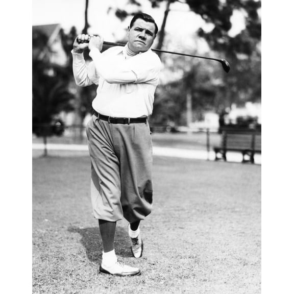 New York Yankees. Yankees Outfielder Babe Ruth Playing Golf History (24 x 36)