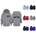 thumbnail image 1 of New York Zip Up Hoodie for Kids Fashion Long Sleeve Graphic Hooded Sweatshirt with Pockets for Boys Girls Jacket Coat, 1 of 1