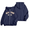 thumbnail image 1 of New York Zip Up Hoodies for Women Letter College Sweatshirts with Pockets, 1 of 4