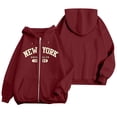 thumbnail image 1 of New York Zip Up Hoodies for Women Letter College Sweatshirts with Pockets, 1 of 4