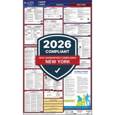 New York and Federal Labor Law Poster (English, NY State) - OSHA Compliant All-in-One Laminated Poster