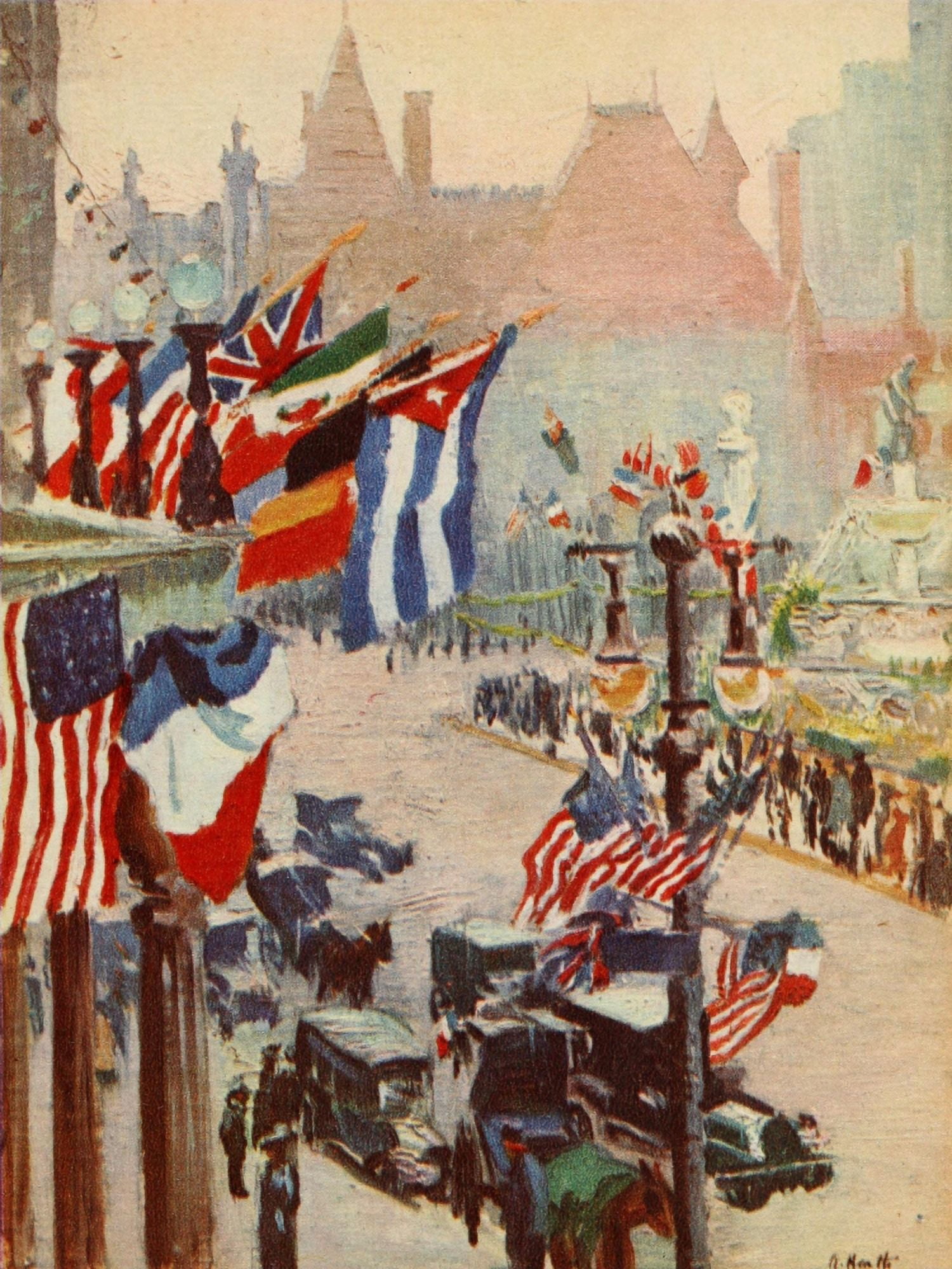 New York of Today 1917 The Plaza at 5th Ave Canvas Art - Alice Heath (18 x 24)