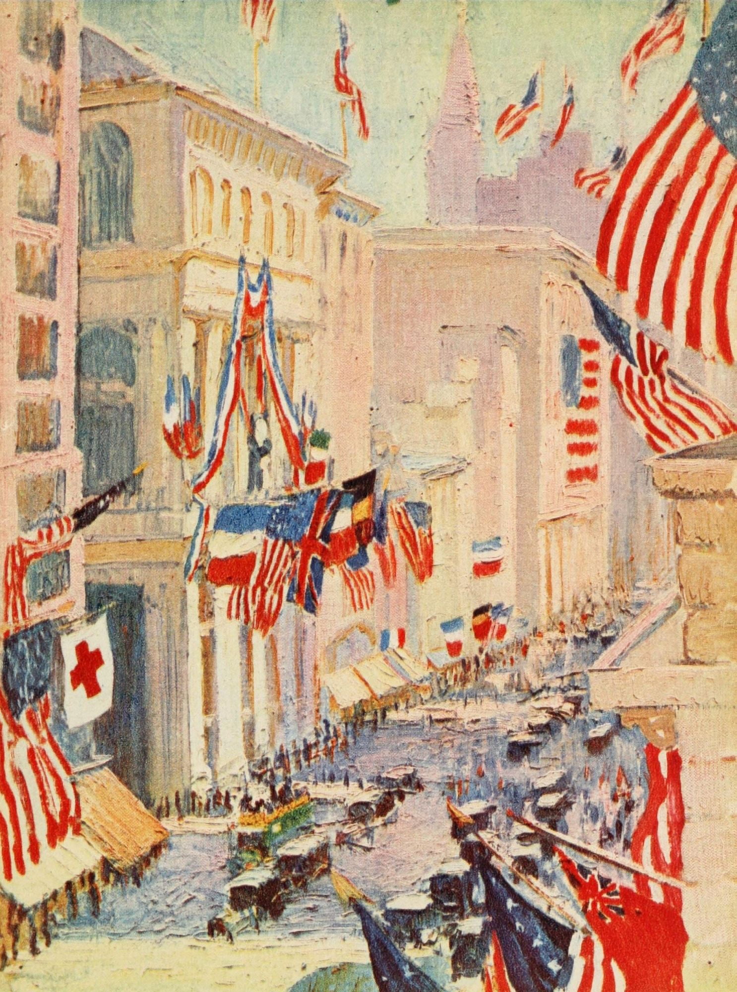 New York of Today 1917 Wall Street Canvas Art - Alice Heath (24 x 36)