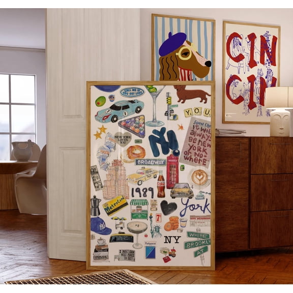 New York poster, New York collage print, moodboard, visual board, vision board, Pinterest shuffle wall art, Y2K poster, dorm room decor, Poster Only