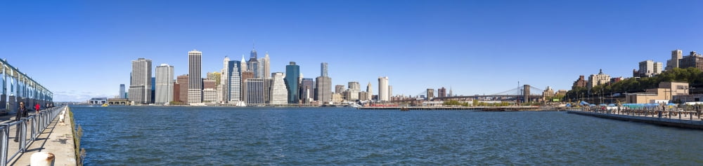 New York skyline from Brooklyn New York City New York State USA Canvas Art - Panoramic Images (27 x 9)